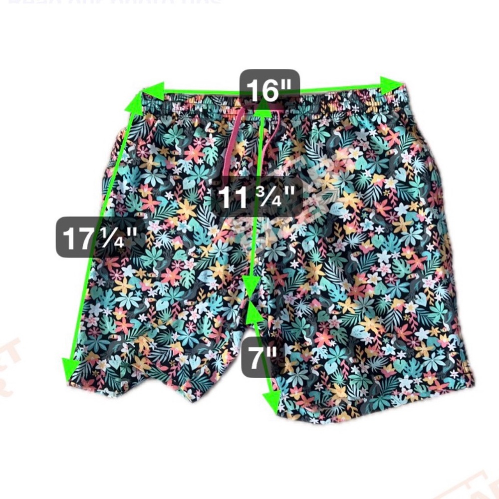 Chubbies The Bloomerangs 7” Swim Trunks Large Black Floral Lined Classic Fit - Picture 6 of 8